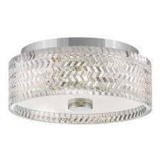 Hinkley Elle Flush Ceiling Light Chrome & Chevron Glass Hinkley Elle Flush Ceiling Light Chrome & Chevron Glass