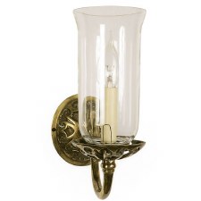 Empire Single Wall Light with Glass Renovated Brass