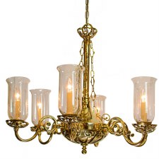 Empire 6 Arm Chandelier Pendant Light with Storm Glass Polished Brass Unlacq