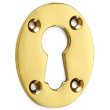 Oval Rim Lock Escutcheon Polished Brass Unlacquered