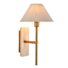 Faro Wall Light Aged Brass & Travertine Stone