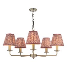 Favian 5 Light Pendant Matt Bronze with Red Esther Shades