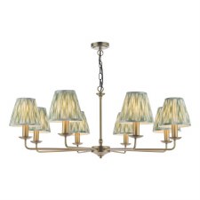 Favian 8 Light Chandelier Matt Bronze with Green Ikat Shades