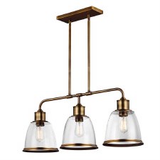 Feiss Hobson Island Chandelier 3 Light Aged Brass