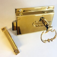 Flanged Rim Latch 5" Polished Brass Unlacquered