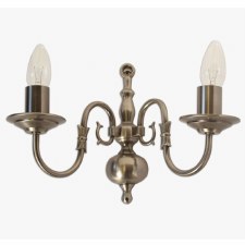 Flemish Double Wall Light Antique Brass