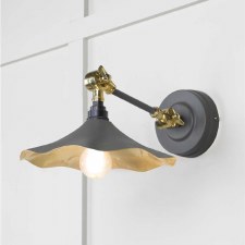 From The Anvil Flora Wall Light Bluff With Smooth Brass Interior