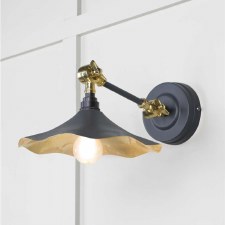 From The Anvil Flora Wall Light Slate With Smooth Brass Interior