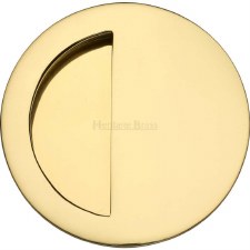 Heritage Half Moon Flush Door Pull C1845 Polished Brass Lacquered Heritage Half Moon Flush Door Pull C1845 Polished Brass Lacquered