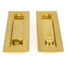 From The Anvil Flush Rectangle Bathroom Pull Art Deco 175mm Polished Brass