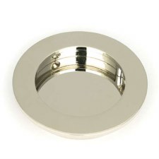 From The Anvil Flush Round Door Pull Plain 75mm Polished Nickel