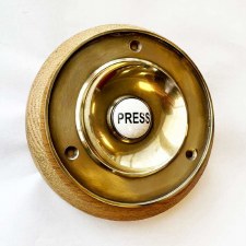 Foley Bell Push with  Oak Pattress - Renovated Brass