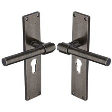 Heritage Fountain Euro Lock Door Handle RPW23948 Rustic Pewter