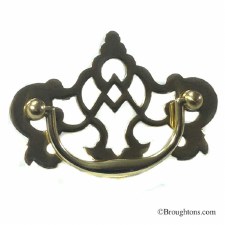 Fretted Plate Handle 102mm Polished Brass Lacquered