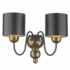 David Hunt Garbo Bronze Double Wall Light with Black Shades