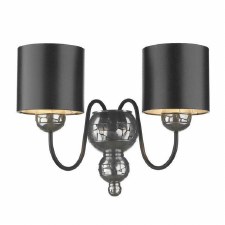 David Hunt Garbo Pewter Double Wall Light with Black Shades