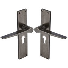 Heritage Gio Euro Lock Door Handle RPW41848 Rustic Pewter