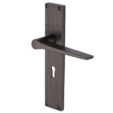 Heritage Gio Reeded Lock Door Handles Matt Bronze Heritage Gio Reeded Lock Door Handles Matt Bronze