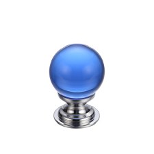 Plain Glass Cupboard Door Knob 25mm Blue