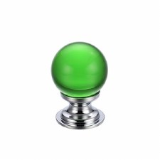 Plain Glass Cupboard Door Knob 25mm Green