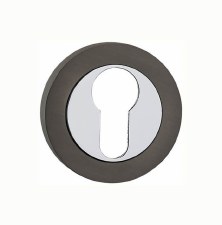 Gotham Round Euro Escutcheon Gunmetal & Chrome