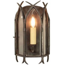 Gothic Flush Wall Light, Antique Brass