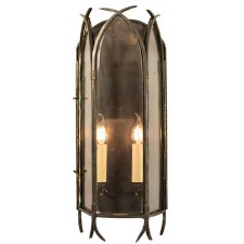 Gothic Large Flush Wall Light, Antique Brass