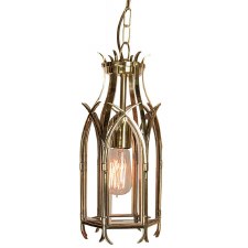 Gothic Hanging Pendant Lantern Polished Brass Unlacquered