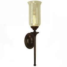 Grosvenor Bathroom Wall Light with Storm Glass Shade, Antique Brass