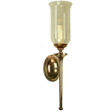 Grosvenor Bathroom Wall Light with Storm Glass Shade Renovated Brass