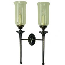 Grosvenor Double Wall Light with Storm Glass Antique Brass