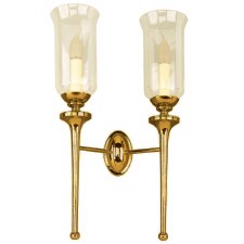 Grosvenor Double Wall Light with Storm Glass Polished Brass Unlacq