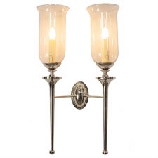 Grosvenor Double Wall Light with Storm Glass Polished Nickel