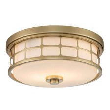 Quoizel Guardian Flush Bathroom Ceiling Light Natural Brass