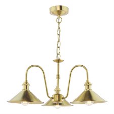 Hadano 3 Light Pendant Natural Brass & Aged Brass Shades