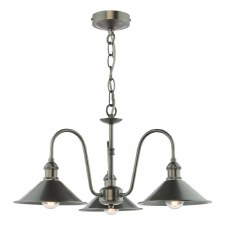 Hadano 3 Light Pendant Antique Chrome & Antique Pewter Shades