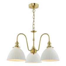 Hadano 3 Light Pendant Natural Brass & Domed Ceramic Shades