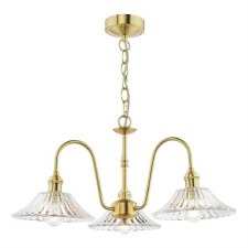 Hadano 3 Light Pendant Natural Brass & Flared Glass Shades