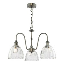 Hadano 3 Light Pendant Antique Chrome & Scalloped Glass Shades