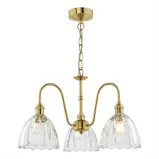 Hadano 3 Light Pendant Natural Brass & Scalloped Glass Shades