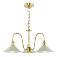 Hadano 3 Light Pendant Natural Brass & Matt Taupe Shades