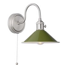 Hadano Wall Light Antique Chrome & Matt Green Shades
