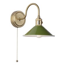 Hadano Wall Light Natural Brass & Matt Green Shades