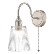 Hadano Wall Light Antique Chrome & Ribbed Glass Shades