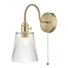 Hadano Wall Light Natural Brass & Ribbed Glass Shades