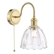 Hadano Wall Light Natural Brass & Scalloped Glass Shades