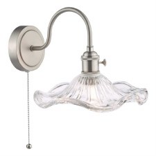 Hadano Wall Light Antique Chrome & Wavy Glass Shades