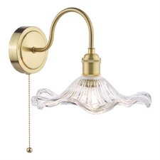 Hadano Wall Light Natural Brass & Wavy Glass Shades