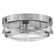 Hinkley Harper Flush Ceiling Light Polished Chrome & Seeded Glass