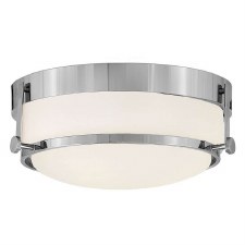 Hinkley Harper Flush Ceiling Light Polished Chrome & Opal Glass